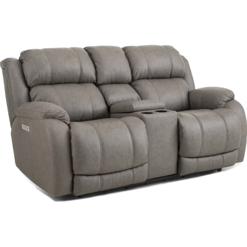 Charleston Triple Power Recline Zero Gravity Loveseat in Grey Leatherette