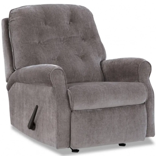 Dori Small Scale Rocker Recliner in Tufted Slate Grey Fabric