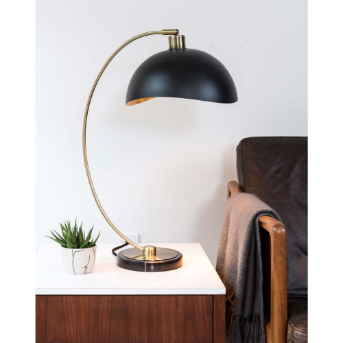 Luna Bella Table Lamp in Weathered Brass, Black, Black Marble & Gold Leaf