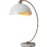 Luna Bella Table Lamp in Weathered Brass, White, White Marble & Gold Leaf