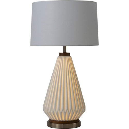 Concord Table Lamp in Weathered Brass, Walnut, White & Bone Porcelain