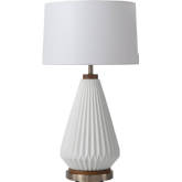 Concord Table Lamp in Weathered Brass, Walnut, White & Bone Porcelain