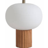 Tambo Accent Table Lamp in Natural Ash Finish, Weathered Brass & White Linen