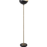 Luna Bella Torchiere Floor Lamp in Weathered Brass, Black, Black Marble & Gold Leaf