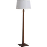 Swiss Cross Floor Lamp in Dark Walnut Finish, Weathered Brass & White Linen