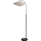 Roswell Floor Lamp in Black, Black Marble & White Linen