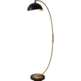 Luna Bella Chairside Arc Floor Lamp in Weathered Brass, Black, Black Marble & Gold Leaf