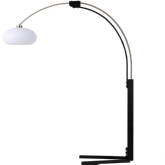 Morelli Arc Floor Lamp in Satin Nickel & Black & White Lucite