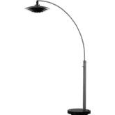 Rancho Mirage 1 Light Arc Floor Lamp in Antique Nickel, Black, Black Marble & Silver Leaf