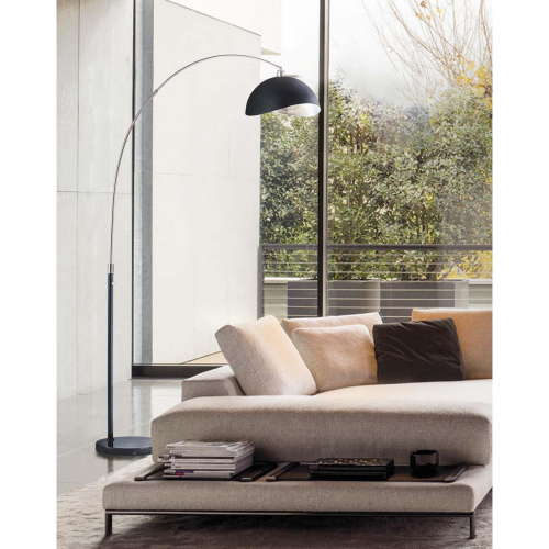 Luna Bella Arc Floor Lamp in Antique Nickel, Black, Black Marble & Silver Leaf