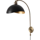 Luna Bella Wall Sconce Weathered Brass, Black & Gold Leaf