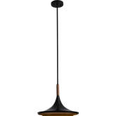 Lodi Large Ceiling Pendant Light in Black, Walnut & Hammered Gold Leaf