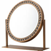 Marilyn Table Top LED Vanity Mirror in Weathered Brass & Crystal