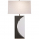 Half Moon Table Lamp with Nightlight in Charcoal Gray, Nickel & Off White Linen