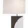 Half Moon Table Lamp with Nightlight in Charcoal Gray, Nickel & Off White Linen