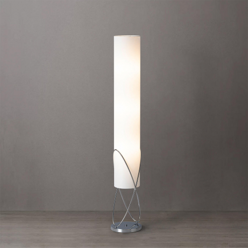 Internal Floor Lamp in Chrome & White Linen Shade