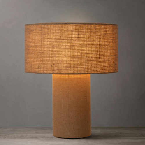 Moonlight Table Lamp in Beige Woven Burlap