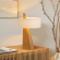 Obelisk Table Lamp in Natural Ash Wood Finish & White Linen