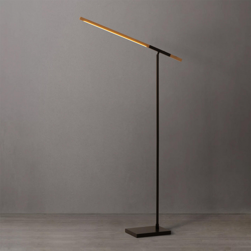 Port Floor Lamp in Black Steel & Natural Finish Ash Wood