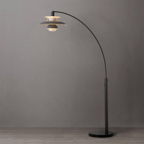 Palm Springs 83" 1 Light Arc Floor Lamp in Gunmetal, Gray & Black Marble