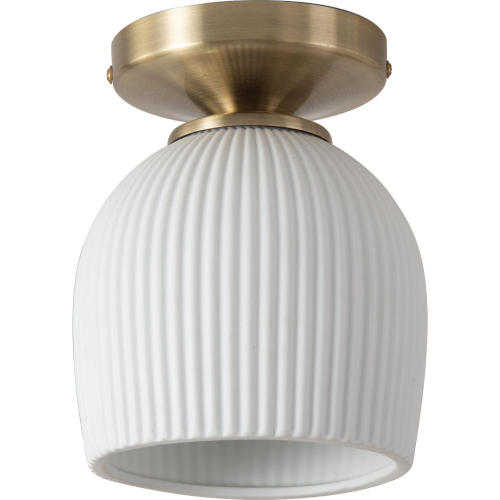 Petaluma Semi-Flush Mount Ceiling Light in Weathered Brass & Bone Porcelain