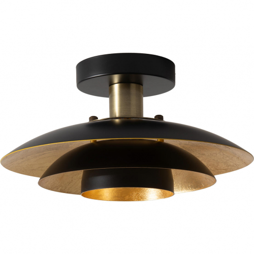 Rancho Mirage Flush Mount Ceiling Light in Black, Weathered Brass & Gold Leaf