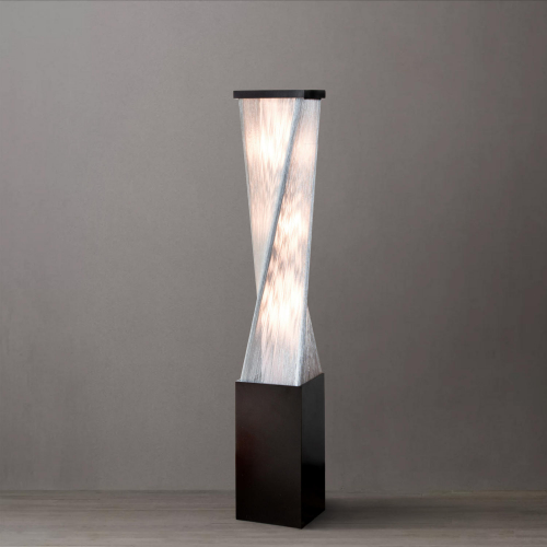 Torque Accent Floor Lamp in Espresso Wood, Satin Nickel, & Silvered String