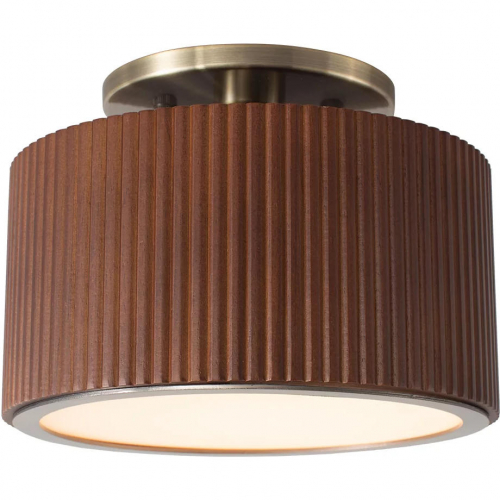 Tambo Semi-Flush Mount Ceiling Light in Dark Walnut Finish & Weathered Brass