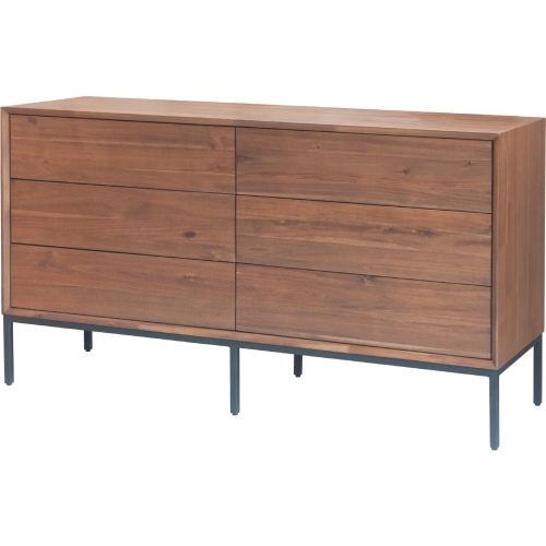 Hathaway 6 Drawer Dresser in Mindi Wood on Black Steel