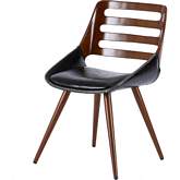 Shelton Dining Chair in Black Leatherette & Walnut Bamboo