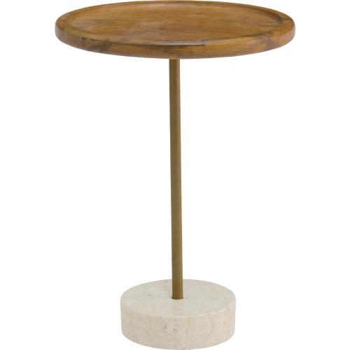 Roya End Table in Teak, Marble & Gold Steel