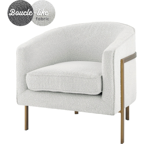 Harrod Accent Arm Chair in Boucle Beige Fabric & Antique Gold