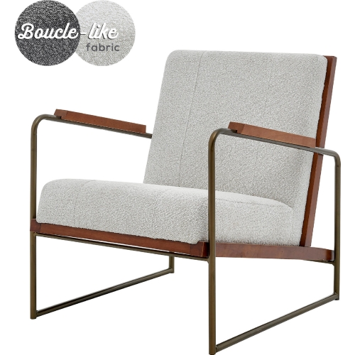 Damian Accent Arm Chair in Boucle Beige Fabric & Bronze