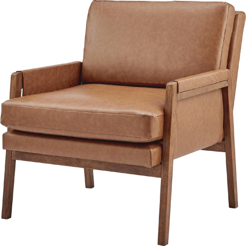 Colton Accent Arm Chair in Vintage Cider Leatherette & Wood