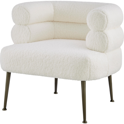 Zerline Accent Chair in Beige Faux Shearling Fabric & Bronze