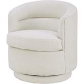 Rachel Swivel Accent Arm Chair in Beige Fabric