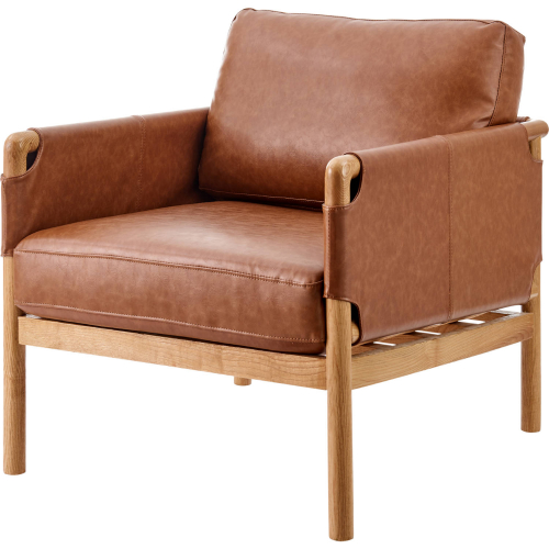 Barclay Accent Arm Chair in Vintage Cider Brown Leatherette & Wood