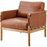 Barclay Accent Arm Chair in Vintage Cider Brown Leatherette & Wood