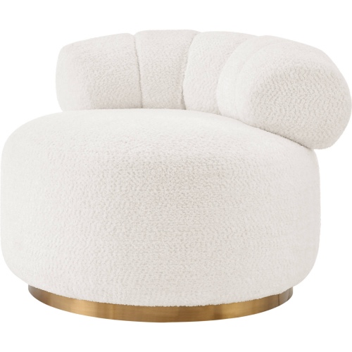 Marcy Swivel Accent Chair in Belmont Ivory Fabric & Gold