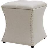 Amelia Storage Ottoman in Tufted Cream Fabric w/ Nailhead