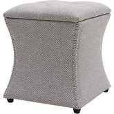 Amelia Storage Ottoman in Tufted Gray Fabric w/ Nailhead