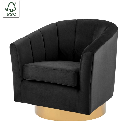 Natasha Swivel Accent Arm Chair in Black Velvet & Gold