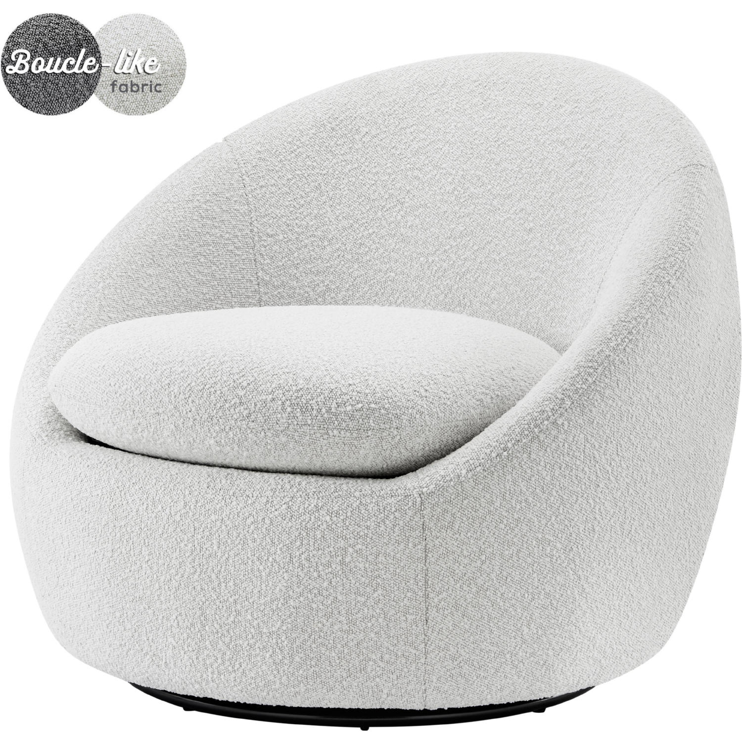 Cozy Swivel Chair, Chunky Melange, Black and White, West Elm