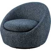 Adelmo Swivel Accent Chair in Blue Fabric