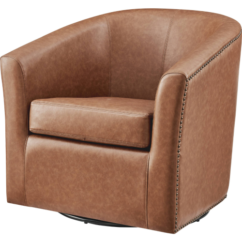 Ernest Swivel Accent Arm Chair in Vintage Cider Brown Leatherette