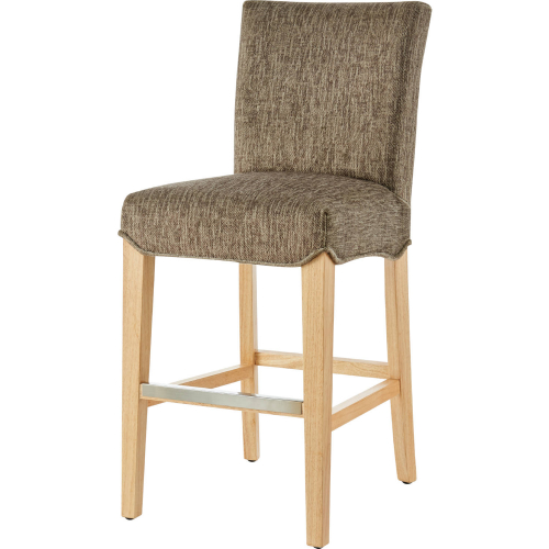 Milton Counter Stool in Pasadena Taupe Fabric & Natural Wood