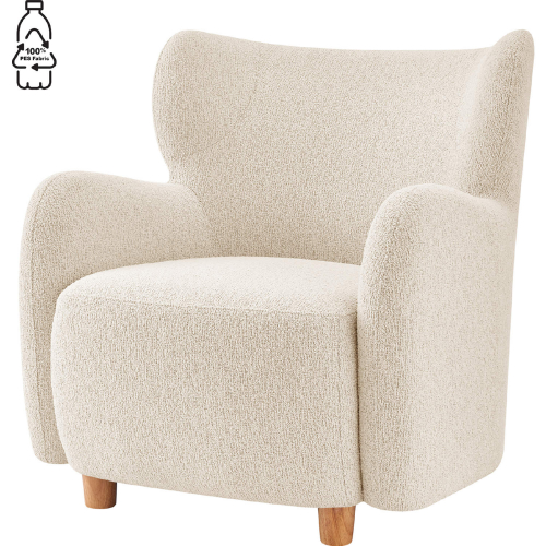 Tiffany Accent Arm Chair in Beige Fabric & Honey Wood