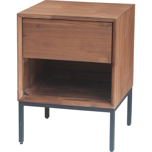 Hathaway Nightstand in Mindi Wood on Black Steel