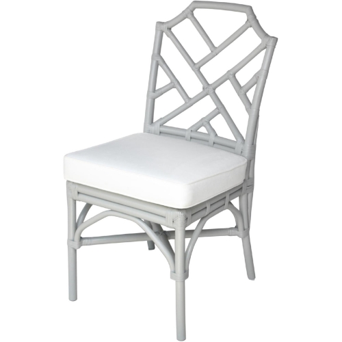 Kara Chippendale Style Rattan Dining Side Chair in Gray (Set of 2)