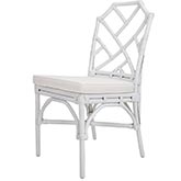 Kara Chippendale Style Rattan Dining Side Chair in White (Set of 2)